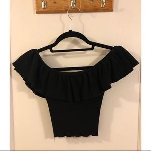 Black Off-Shoulder Crop Top